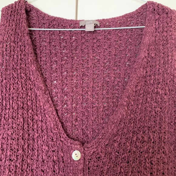 J. Jill Substantial Knit Cardigan Vest  Plum Mother of Pearl Buttons Sz L - Picture 6 of 8